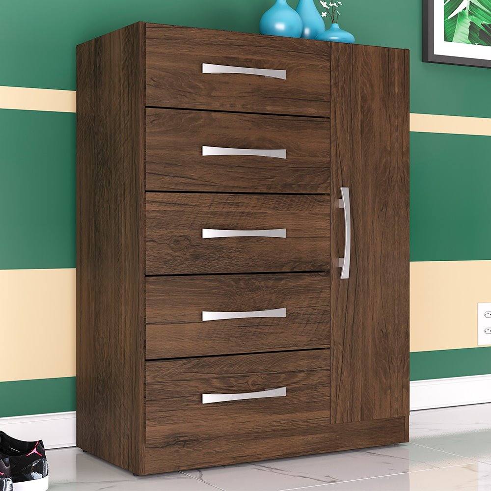 Cômoda com 05 Gavetas e 01 Porta Corais Cacau